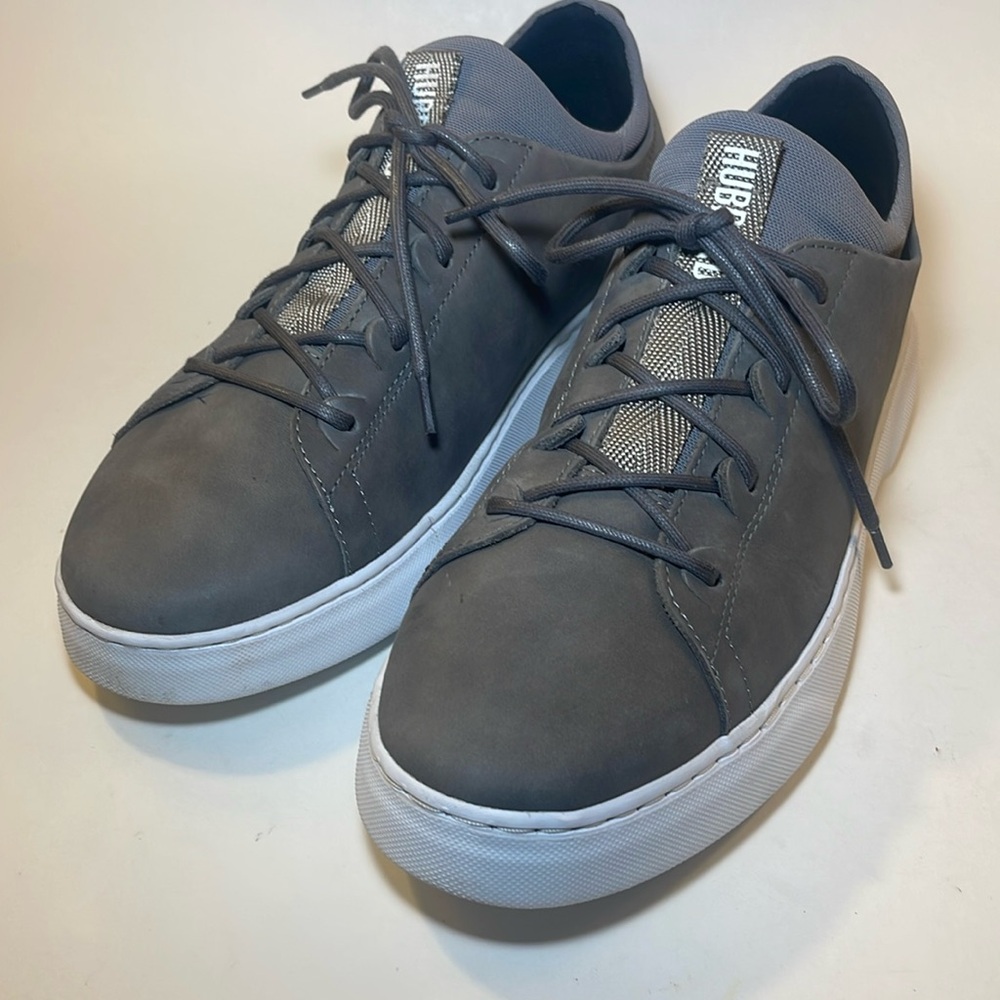 Samuel Hubbard Gray Leather Sneakers Memory Foam Inner Sock Comfort Shoes 9 M